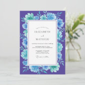 Invitation Mariage Bohème Violet Turquoise Bloom (Debout devant)