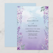 Invitation Mariage Bohème Violet Wisteria (Devant / Derrière)