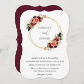 Invitation Mariage Bohemian Blooms Gold Hoops (Devant / Derrière)