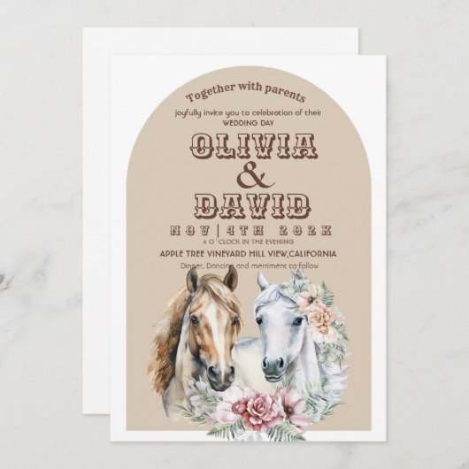 Invitation Mariage bohémien occidental rustique (Devant / Derrière)