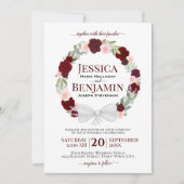 Invitation Mariage Boho à couronne florale rousse rustique de (Devant)