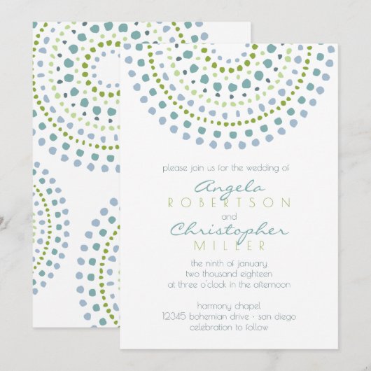 Invitation Mariage Boho Bali Green Jewels (Devant / Derrière)