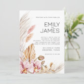 Invitation Mariage Boho Beige Noir Rustique (Debout devant)