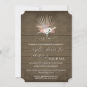 Invitation Mariage BOHO Blanc Floral Palmier Rustique Bois Co (Devant)