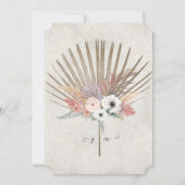 Invitation Mariage BOHO Blanc Floral Palmier Rustique Bois Co (Dos)