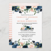 Invitation Mariage Boho bleu bleu bleu rose bleu marine (Devant / Derrière)