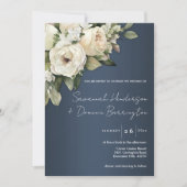 Invitation Mariage Boho bleu foncé (Devant)