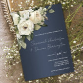 Invitation Mariage Boho bleu foncé