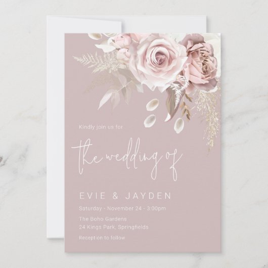Invitation Mariage Boho Blush moderne (Devant)
