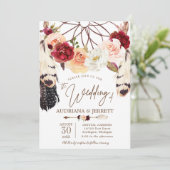 Invitation Mariage Boho Blush & Peach Rose Dreamcatcher (Debout devant)