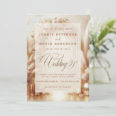 Invitation Mariage Boho Blush Roses Pampas Or Arceau (Debout devant)