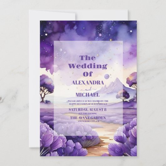 Invitation Mariage Boho Bohemian Lavender (Devant)