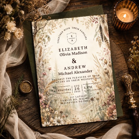 Invitation Mariage Boho Boisée Fantaisiste