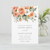 Invitation Mariage Boho Chic Peach et White Flowers (Debout devant)