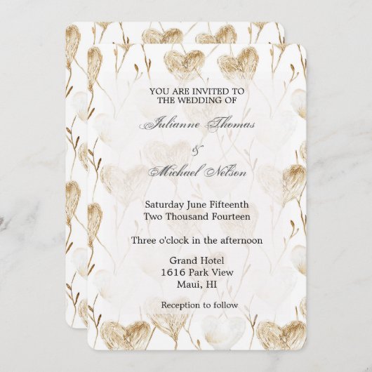Invitation Mariage Boho Cream Brown (Devant / Derrière)