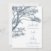 Invitation Mariage Boho d'arbre simple bleu (Devant)
