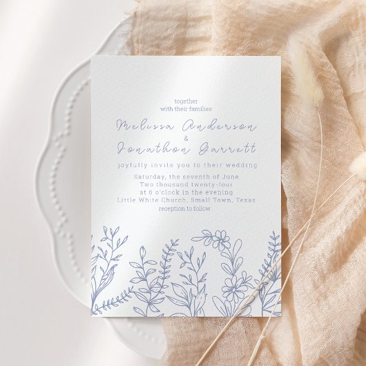 Invitation Mariage Boho de fleurs de périwinkle