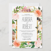 Invitation Mariage Boho de la Floride de Bourgogne, Peach, ro (Devant)