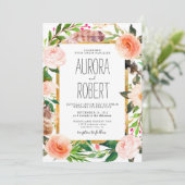 Invitation Mariage Boho de la Floride de Bourgogne, Peach, ro (Debout devant)
