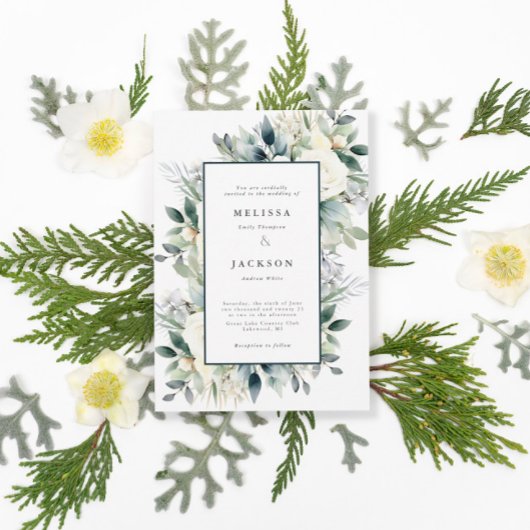 Invitation Mariage Boho de Roses blanches