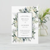 Invitation Mariage Boho de Roses blanches (Debout devant)