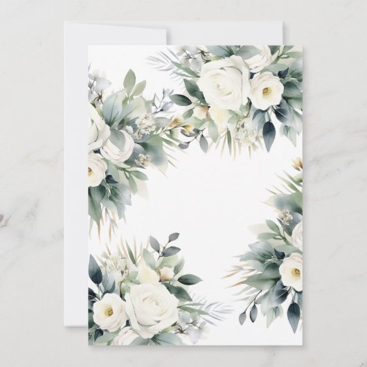 Invitation Mariage Boho de Roses blanches (Dos)