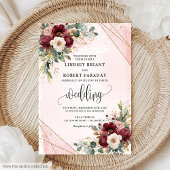 Invitation Mariage Boho Deep Red Gold Blush