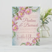 Invitation Mariage Boho en terre cuite et orchidées blanches (Debout devant)
