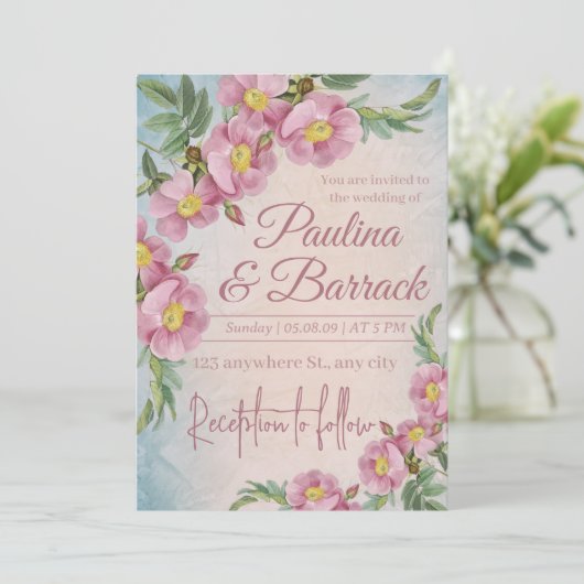 Invitation Mariage Boho en terre cuite et orchidées blanches (Debout devant)