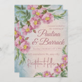 Invitation Mariage Boho en terre cuite et orchidées blanches (Devant / Derrière)