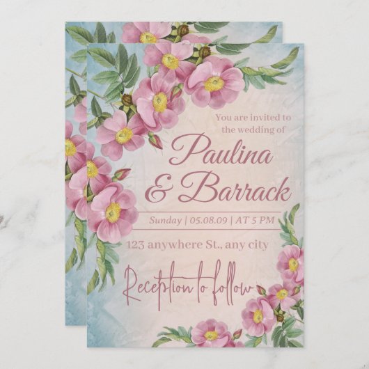 Invitation Mariage Boho en terre cuite et orchidées blanches (Devant / Derrière)