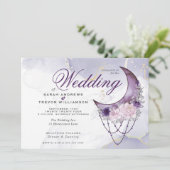 Invitation Mariage Boho Ésotérique Améthyste  Croissant de Lu (Debout devant)