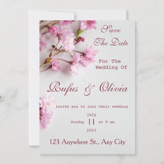 Invitation Mariage Boho exotique en terre cuite et fleurs bla (Devant)