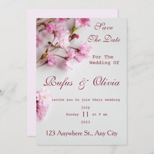 Invitation Mariage Boho exotique en terre cuite et fleurs bla (Devant / Derrière)