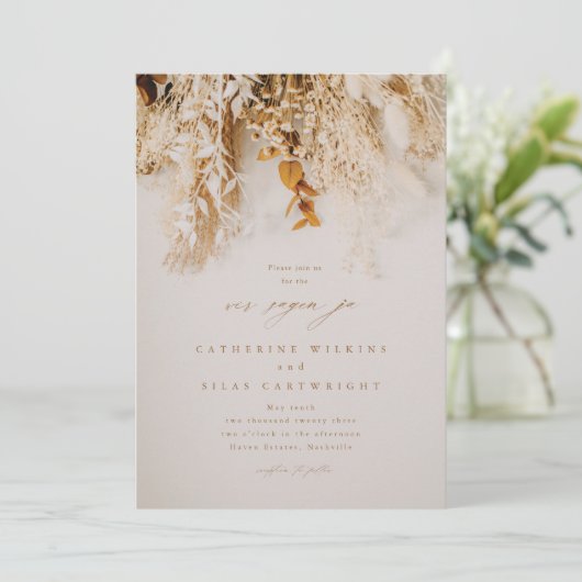 Invitation Mariage Boho Fall Flowers (Debout devant)