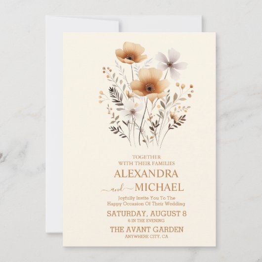 Invitation Mariage Boho Fall Flowers (Devant)