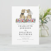 Invitation Mariage Boho Fleur sauvage Dinosaur (Debout devant)