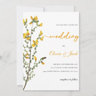 Invitation mariage boho fleur sauvage jaune
