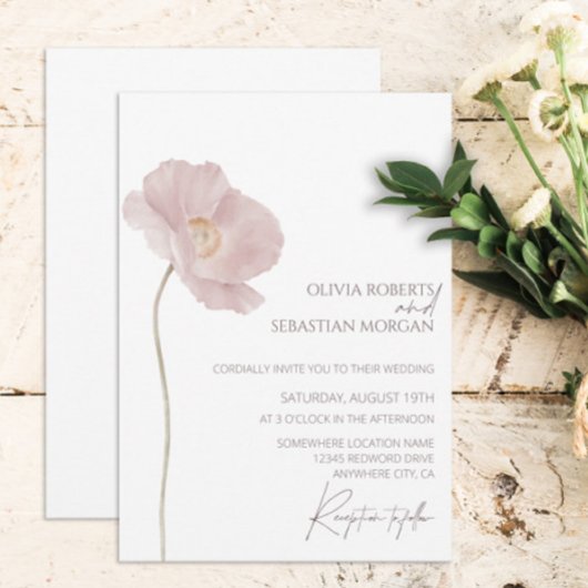 Invitation Mariage Boho Fleur sauvage simple