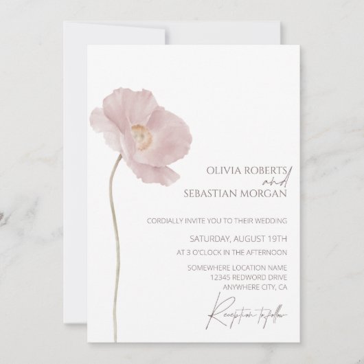 Invitation Mariage Boho Fleur sauvage simple (Devant)
