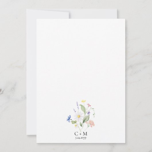 Invitation Mariage Boho Fleur sauvage simple et élégant (Dos)