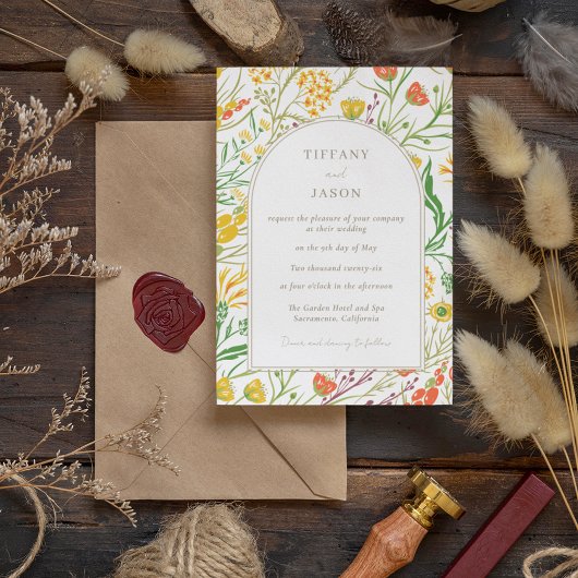 Invitation Mariage Boho Fleur sauvage Woodland