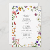 Invitation Mariage Boho Fleurs sauvages d'aquarelle (Devant / Derrière)