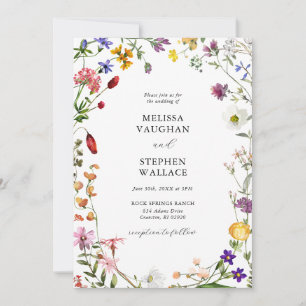 Invitation Mariage Boho Fleurs sauvages d'aquarelle