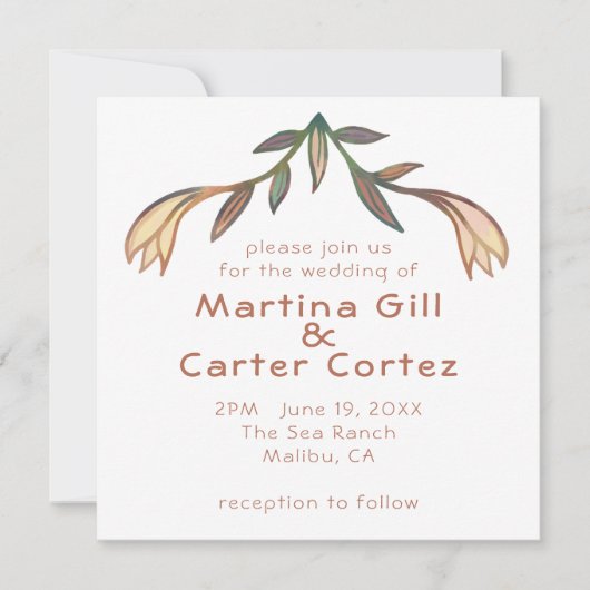 Invitation Mariage Boho Floral Art Déco Lilies (Devant)