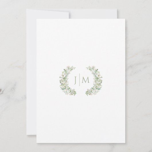 Invitation Mariage Boho Floral Blanc Vert (Dos)
