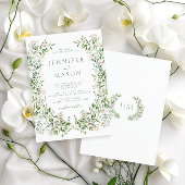 Invitation Mariage Boho Floral Blanc Vert