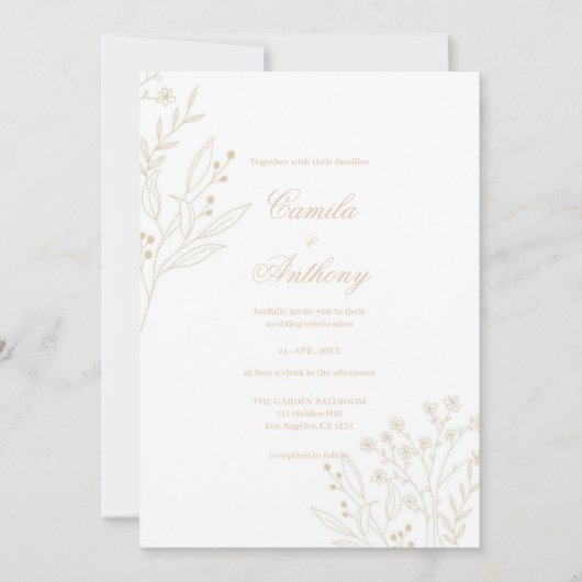 Invitation Mariage Boho Floral Corner beige (Devant)