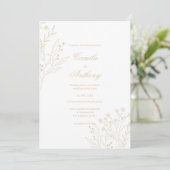 Invitation Mariage Boho Floral Corner beige (Debout devant)