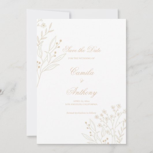 Invitation Mariage Boho Floral Corner beige (Devant)